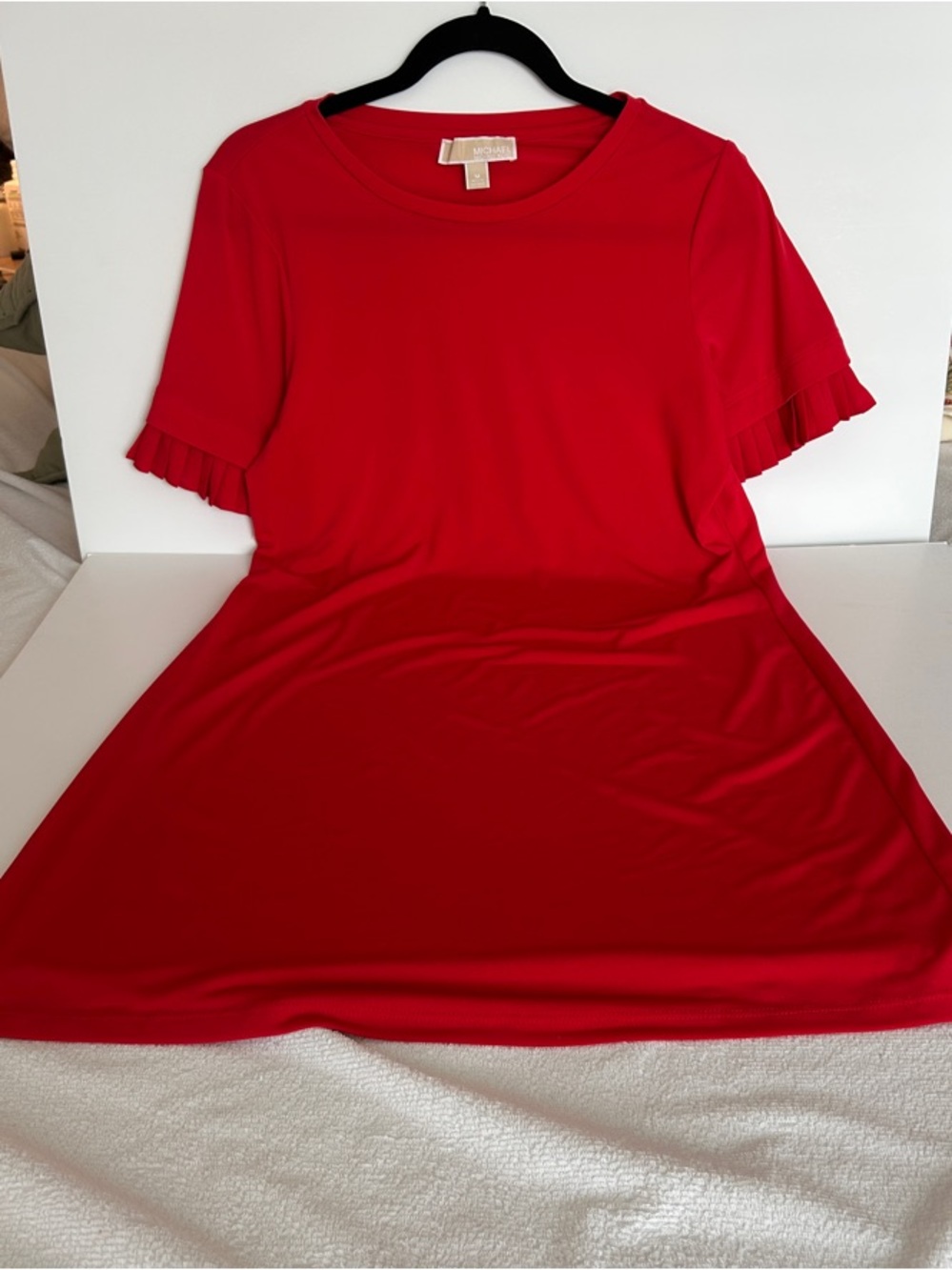 MICHAEL Michael Kors Red Ruffle-Sleeve Jersey Dress Medium